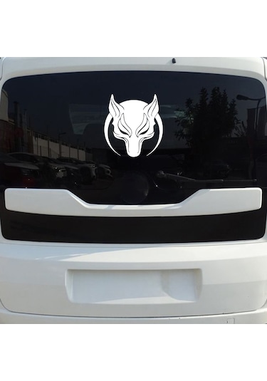 Börü Sticker - Kurt Sticker - Oto Sticker - 28cmx30cm - Beyaz
