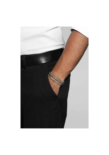 Kahverengi Hematit Taşlı Ayarlanabilir Erkek Çelik Üçlü Bileklik Seti Gri