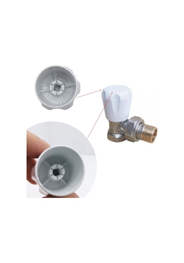 Geçmeli - 5 Ad. Radyatör Vanası Başlığı - Geçmeli Petek Vana Kapağı - Vidasız Petek Musluk Kafası