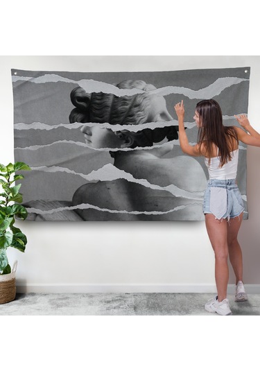 Yunan Heykeli Görüntüsü Yırtık Kağıt Duvar Örtüsü-7231