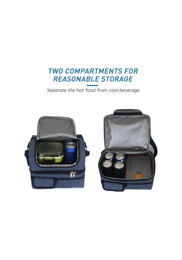 Mufunye Çift Bölmeli Yalıtımlı Soğutucu Çanta Su Geçirmez Sızdırmaz Öğle Yemeği Çantası Kutusu Omuz Askılı Piknik Plaj Seyahat İş Ofis İçin A Çok Renkli