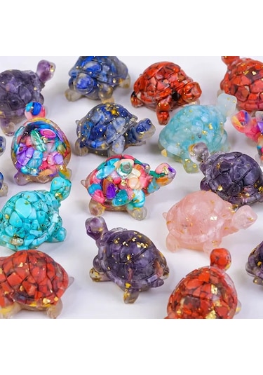 Kangvka Feng Shui Sağlık Kristali Kaplumbağa Figürü - Ev Dekoru, Şans Bileciği Ve Masa Ağırlığı, Aquamarine Renkli, 1 Adet