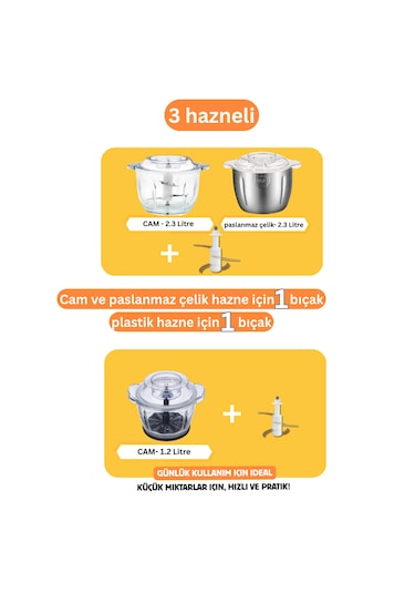 Tigrecook Instantchopper LB7005PRO 1000W 2.3 L Cam Ve Çelik Hazneli