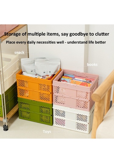 Sones İstiflenebilir Katlanabilir Saklama Sepetleri Ev Mutfak Saklama Kutusu Düzenleyici Saplı 24,4 X 18 X 1,4 Cm Yeşil