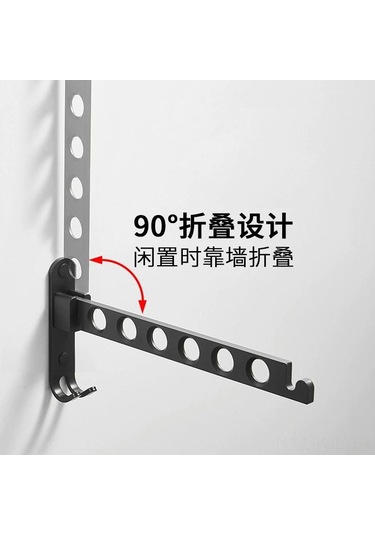 Gajeena Uzay Alyuminyum Gömme Kurutma Rafı - Delme Yok, Genişletilebilir, Dormitor Ve Banyo İçin Gizli Giysi Kurutma Aleti Siyah