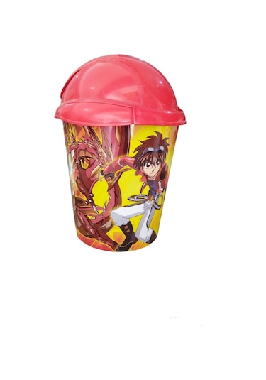 Dede Çöp Kovası Bakugan Kapaklı Kırmızı