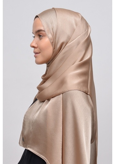 Altobeh Janjan Şık Parlak Saten Dokulu Kadın Tesettür Abiye Şifon Şal - Bej