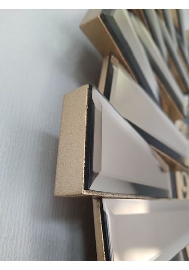 Ayna Denizi Güneş Twins Bronze Black Model Altın Siyah Renk 70 cm Dekoratif Aynalı Duvar Saati Altın - Siyah