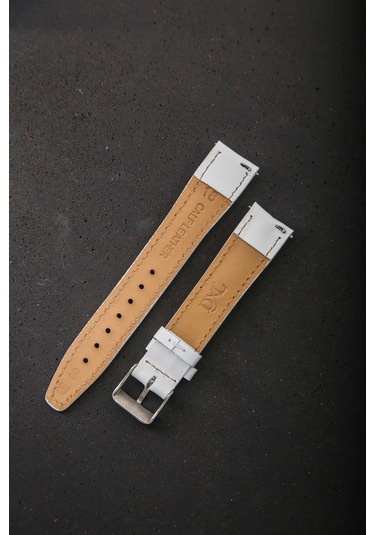 Hakiki Deri 18mm Akıllı Pimli Saat Kordonu Beyaz