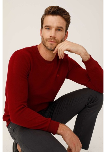 İgs Erkek Bordo Standart Bisiklet Yaka Triko Bordo