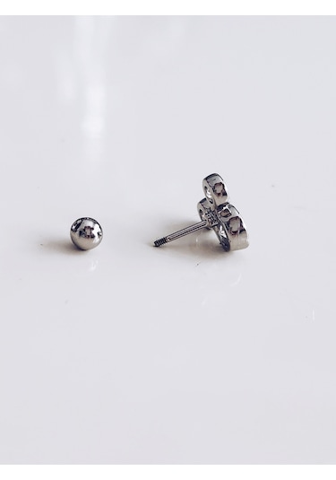 Kuru Kafa İskelet Skull Silver Modeltragus Helix Piercing Ear Cuff Kıkırdak Çelik Küpe