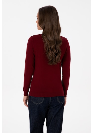 U.S. Polo Assn. Kadın Bordo V Yaka Basic Kazak 50307727-VR014