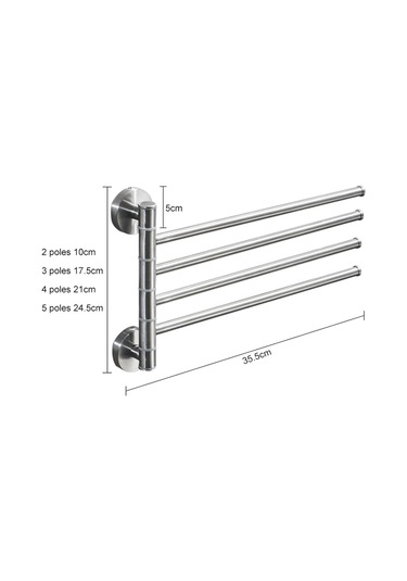 Sones Paslanmaz Çelik Havlu Barı Döndürülebilir Havlu Askısı Banyo Mutfak Duvara Monte Havlu Cilalı Askılık Tutucu, Model: Fırçalanmış Dört Kutup Diğer