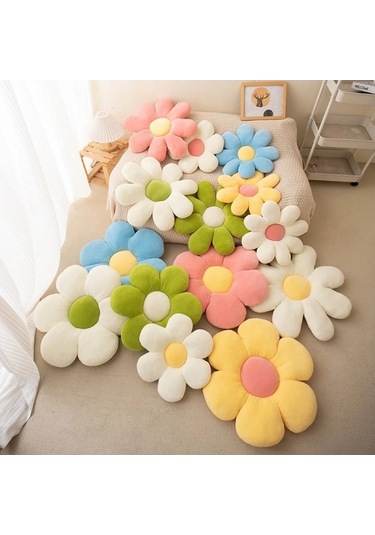 Zyzqstore Çiçek Şekilli Peluş Yastık Minder, Renkli Anime Tema, Sevimli Çok Renkli