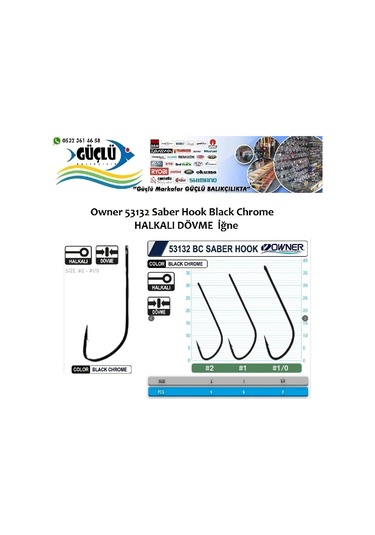 Owner 53132 Black Chrome Halkalı Olta İğnesi No:1/0 - Standart