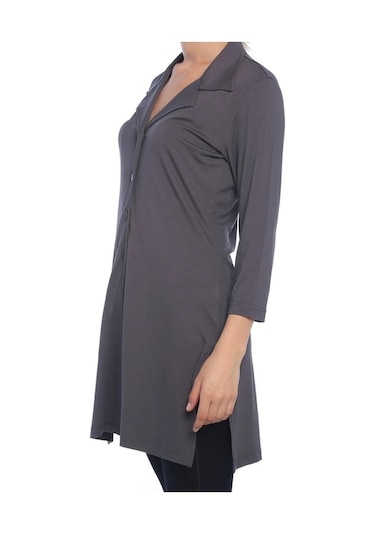 Bulalgiy Kadın Gri Uzun Ceket-Hırka - Bga029712