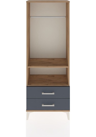 Arges Dolap 2 Raflı 2 Çekmeceli Tek Askılı 60x30x163 Çam-antr... Çam