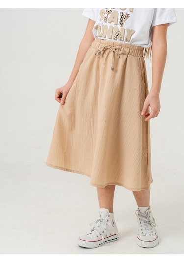 Kız Çocuk Kloş Keten Etek 2951 Bej