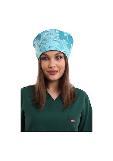 Su Yeşili Kamuflaj Desenli Cerrahi Bone - Doktor Bone-Standart-3908 Su Yeşili Kamuflaj