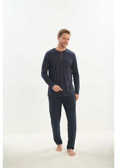 Erkek Uzun Kol Lacivert Pijama Takım C6t2n5o9 001