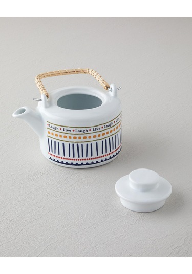 English Home Wordy Porselen Demlik 850 Ml Beyaz - Lacivert Beyaz