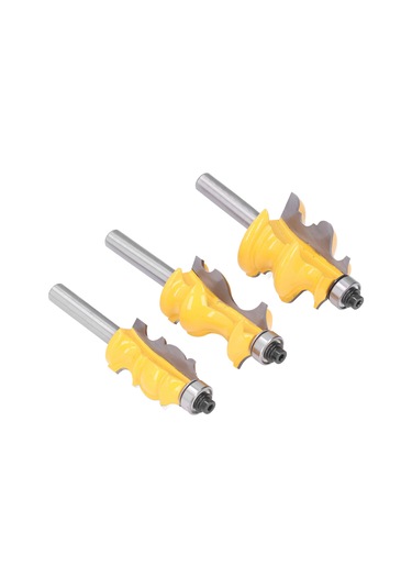 Padalink 8mm Saplı 3'lü Mimari Profil Freze Ucu Seti - Ahşap, Levha Kesimleri İçin Keskin, Dürtüsüz Ve Hassas İşler