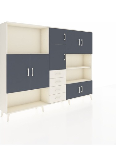 Arges Dolap 9 Raflı 4 Çekmeceli 8 Kapaklı 220x30x163 Aytaşı-antra Aytaşı-antrasit/aytaşı