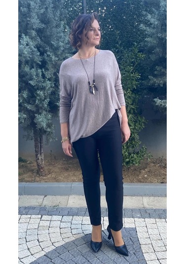 Kadın Siyah Punto Boru Paça Pantolon Bir Beden Küçük Tercih Edin Siyah