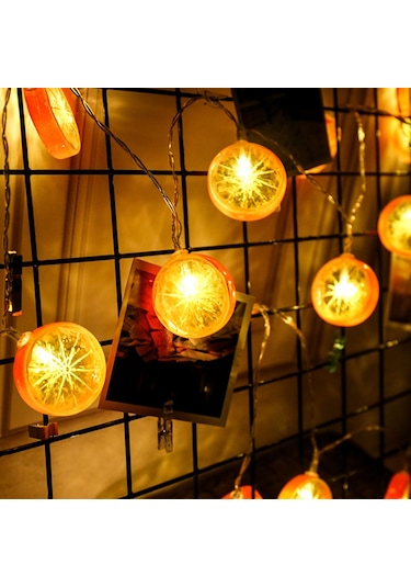 3m Limon Dilimi Usb Tak Romantik Led Dize Tatil Işık, 20 Led Genç Tarzı Sıcak Peri Dekoratif Lamba Noel, Düğün, Yatak Odası Turuncu Diğer