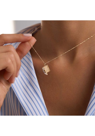 Sembolgold Sevimli Kapaklı Kalp Kolye Taşlı 10.1 Mm 45 Cm T14383 Renkli