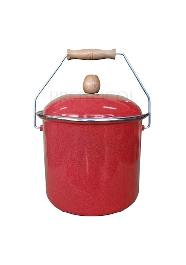 Protocol London Zarif İnci İtalyan Emaye Yoğurt Tenceresi Emaye Bakraç 20cm 5lt - Kırmızı