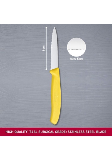 Victorinox 6.7636.L118 8 CM Tırtıklı Soyma Bıçağı Sarı