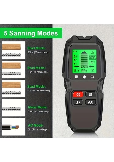 Xuweiwei Hw-qb6 Turuncu 5li Duvar Tarayici Civi Bulucu Metal Ac Tel Dedektoru Lcd Ekranli Ahsap Metal Canli Tel Tespiti Kompakt Tasarim
