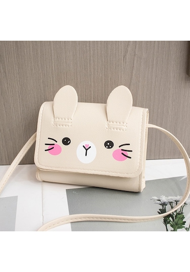 Sevimli Mini Omuz Askılı Bozuk Para Kadın Kız Çocuk Çantası Krem