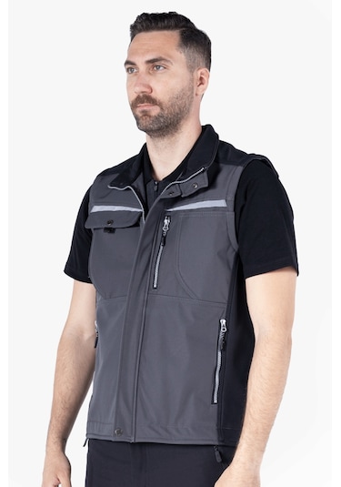 Softshell Yelek Gri - Siyah