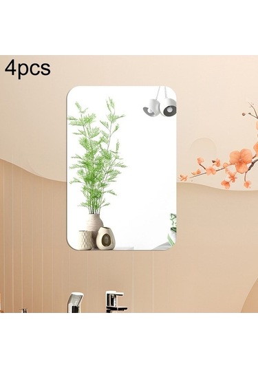 Novahub 4 Adet 42cm Yuvarlak Köşe Akrilik Ayna, Gümüş, Stereo Duvar Stickerları Dikdörtgen Model Diğer