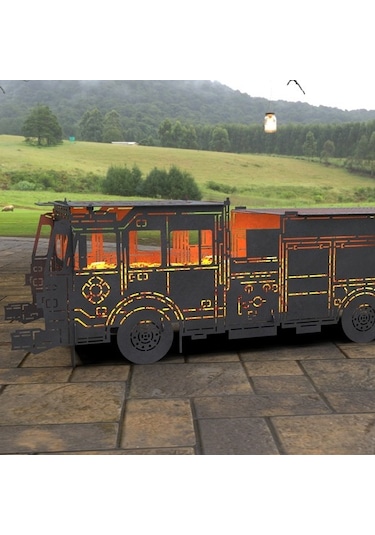 Portatif Barbekü İtfaiye Kamyonu Modelli Bahçeniz İçin Dekoratif Siyah