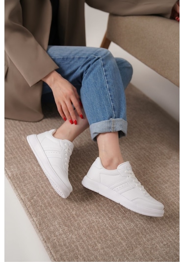 Daxors D163 Günlük Ortopedik Kadın Sneaker Spor Ayakkabı Beyaz