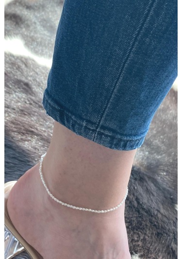 Keshi Doğal İnci Kadın Halhal Gümüş