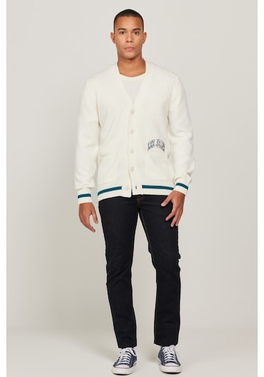 Regular Fit Normal Kesim Tam Düğmeli Ekru Triko Hırka L83XCNQ Ekru