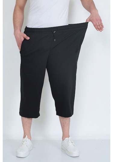 Lukitus Battal Büyük Beden Kapri Erkek Eşofman Altı Siyah