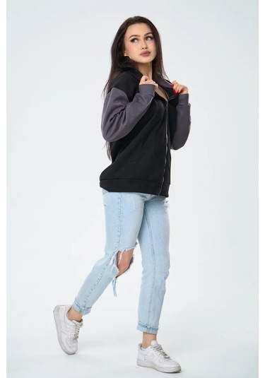 Kamila's Oversize Fermuarlı Hoodie İç Kısmı Huk Da Yok 465081499 Siyah