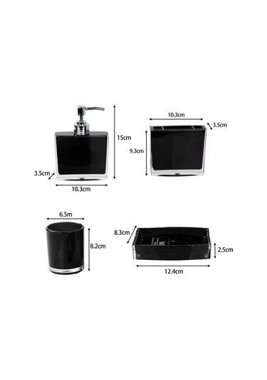 Suntek 4x Losyon Dispenser Bardak Diş Fırçası Tutucu Seti Siyah