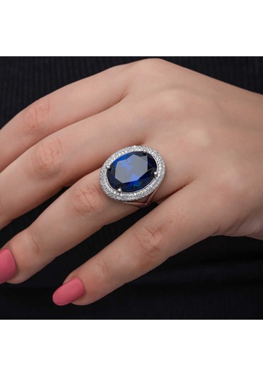 Casera's Gümüş Safir Taşlı Kadın Yüzük Csr2185505 Gümüş