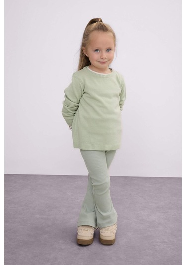 Defacto Kız Bebek Mint Bisiklet Yaka Basic Düz Triko Kazak X8187A224AUGN1123 Yeşil