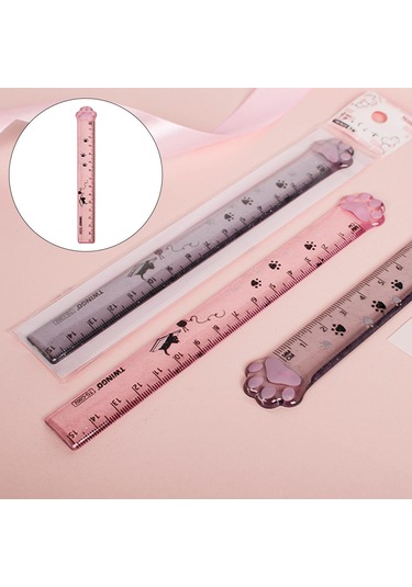 Dolıty Sevimli Öğrenci Cetveli Kedi Pençe Şeklinde Pembe