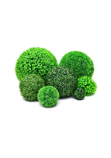 Reedark Yüksek Kaliteli Simülasyon Çim Top Dekorasyonu - Milan Yeşil Bitki Topu, 18cm Çapında Gümüş