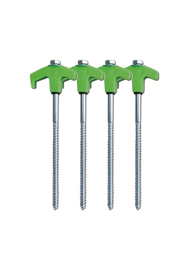 Kampanyalı Yeşil Karbon Çelik 8 200mm Vida Çadır Kazıkları + Taşıma Torbası 4 Adet Yeşil Yeşil