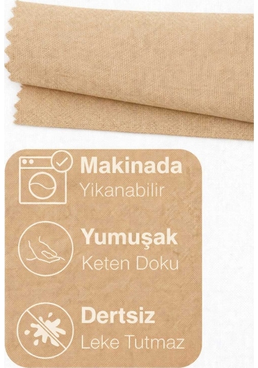 Perdeyap1980 Bej Ada Fon Perde Tek Kanat 1/3 Sık Pile Bej