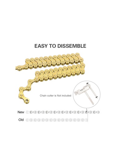 Folinda Toopre 6-7-8 Vites Bisiklet Zinciri, Tam Elektroplated Pas Koruma, Dağ Yolu Bisikleti İçin Altın Rengi Çok Renkli